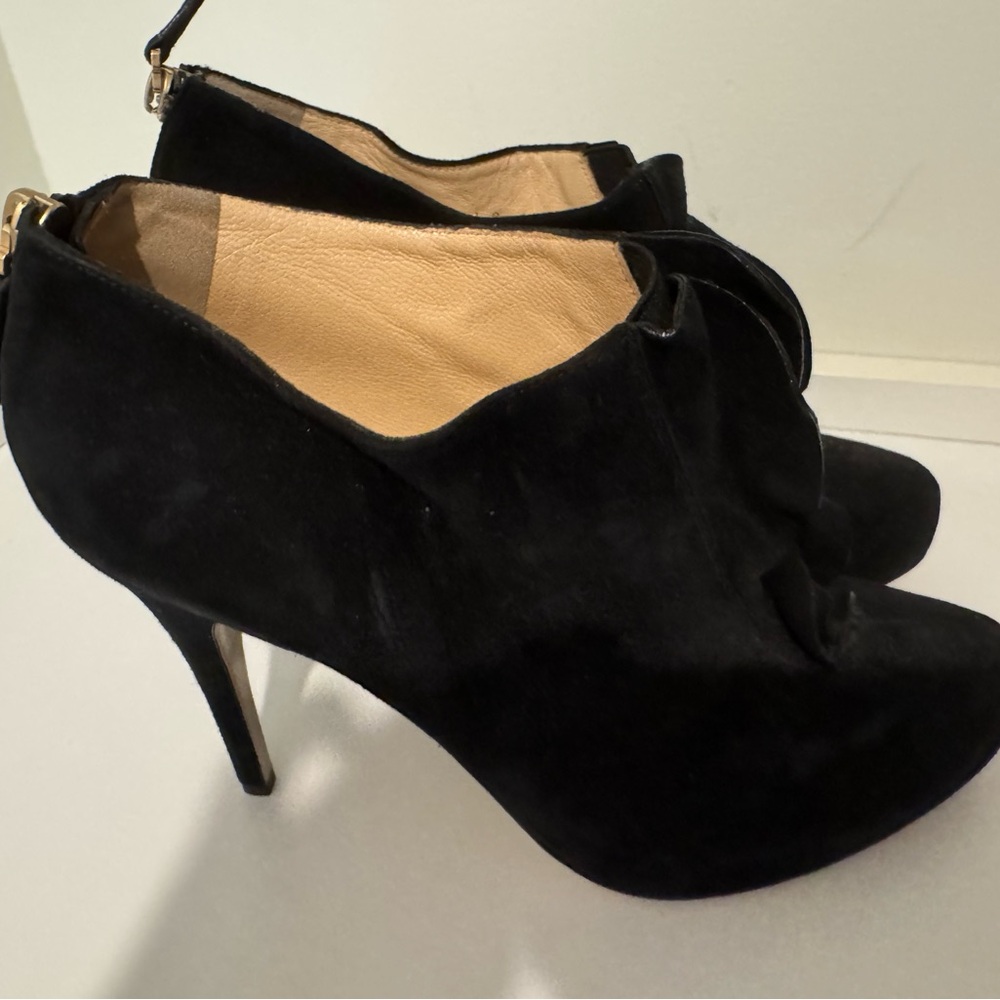 Brand New Valentino Black Suede Ankle Booties w/ Ruffle